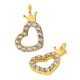 Brass Charm Heart with Crown & Zircon 12x16mm