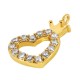 Charm cœur en Laiton avec Couronne et Zircon 12 x 16 mm