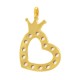 Brass Charm Heart w/ Crown & Zircon 12x16mm