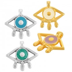 Zamak Charm Evil Eye w/ Enamel 22x16mm