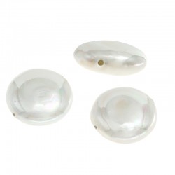 Sea Shell Pearl Bead Round Flat 14mm/5mm (Ø1mm)