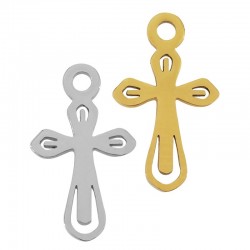 Breloque Croix 8x14mm en Acier Inoxydable 304