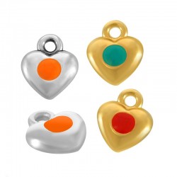 Zamak Charm Heart w/ Enamel 8mm