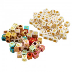 Perles cubes acryliques avec lettres 6mm (Ø3.5mm)