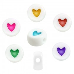 Acrylic Bead Round w/ Heart 7mm/4mm (Ø1.6mm)