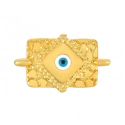 Zamak Connector Rectangular w/ Evil Eye & Enamel 13x16mm