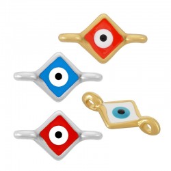 Zamak Connector Rhombus w/ Evil Eye & Enamel 9mm