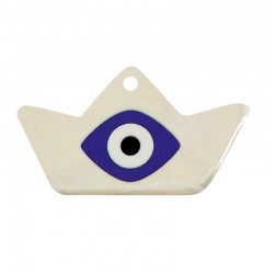 Pendentif en Céramique en Forme de Bateau avec œil Maléfique 68 x 39 mm Ø 3.2 mm