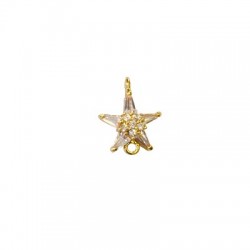 Charm in Ottone Stella con Zirconi 10mm