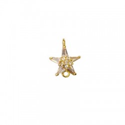 Zircon Brass Connector Star 10mm