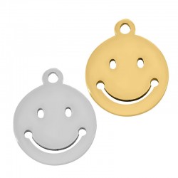 Charm in Acciaio Inossidabile 304 Rotondo Faccina Sorridente 10mm