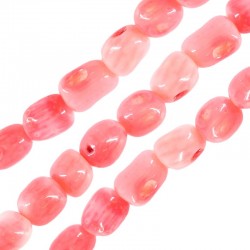 Coral Bamboo Bead Irregular Oval ~7x9mm (~60pcs/string)