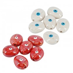 Entrepieza de Cerámica Ovalada con Ojo y Esmalte 15x18mm(Ø2mm)