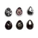Zircon Brass Charm Oval Teardrop 15x19mm