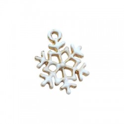 Enameled Zamak Charm Snowflake 11.5mm