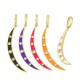 Enameled Brass Pendant Moon with Zircon 50x13mm