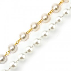 Chaîne maille en Acier Inoxydable 304 avec perles acryliques (ABS) 6mm
