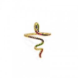 Brass Ring Snake w/ Zircon 22x30mm