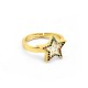 Brass Ring Star w/ Zircon & Enamel 21x13mm