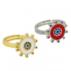 Brass Ring Round w/ Enamel & Zircon 25mm/20mm