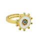 Bague Ronde en Laiton Émaillé et Zircon 25 Mm/20 mm