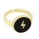 Brass Ring Round Lightning w/ Enamel 21x14mm