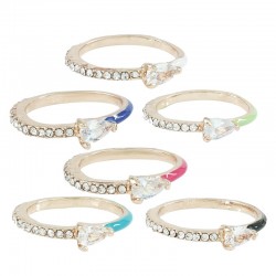 Enameled Zircon Brass Finger Ring Teardrop with Zircon 22mm