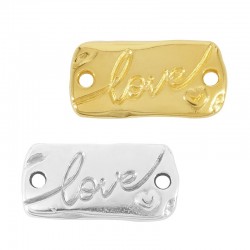 Zamak Connector Tag "love" 20x10mm