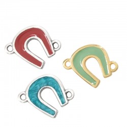 Zamak Lucky Connector Horseshoe w/ Enamel 12x14mm