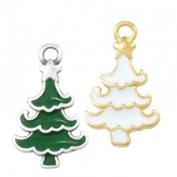 Zamak Lucky Charm Christmas Tree w/ Enamel 11x16mm