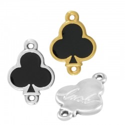 Zamak Connector Clubs Card “luck” w/ Enamel 13x14mm