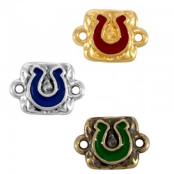 Zamak Lucky Connector Square w/ Horseshoe & Enamel 11mm