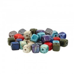 Ceramic Slider Cube Bead w/ Enamel 10mm (Ø2.7mm)