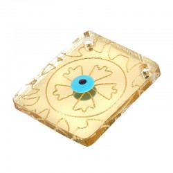 Plexi Acrylic Charm Rectangular w/ Evil Eye & Enamel 18x21mm