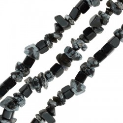 Semiprecious Stone Obsidian Bead 6x8mm (225pcs) (Ø1mm)