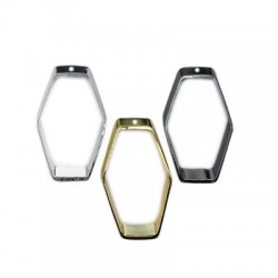 Brass Hexagon Pendant 25x43mm