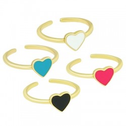 Enameled Brass Finger Ring Heart 21mm