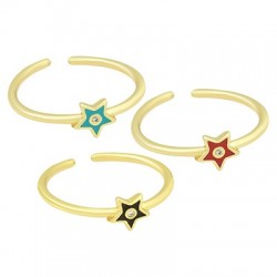 Enameled Brass Finger Ring Star with Zircon 20mm