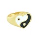 Brass Finger Ring Heart "Yin Yang" 21x13mm