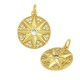 Colgante de Metal Latón Redondo Estrella con Circonitas 15mm