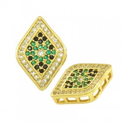 Glissière en Laiton avec Zircon en Forme de Losange 13 x 19 mm
