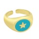 Anello in Ottone Rotondo con Stella e Smalto 21mm/15x13mm