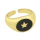 Anello in Ottone Rotondo con Stella e Smalto 21mm/15x13mm