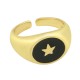 Brass Ring Round w/ Star & Enamel 21mm/15x13mm