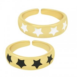 Bague Ronde en Laiton Émaillé avec Étoile 21 mm