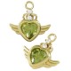 Brass Charm Heart with Wings & Zircon 14x13mm