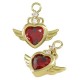 Brass Charm Heart with Wings & Zircon 14x13mm