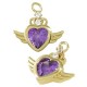 Brass Charm Heart with Wings & Zircon 14x13mm