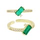 Brass Ring Rectangular w/ Zircon 10x22mm