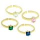 Zircon Brass Finger Ring Square 5x21mm